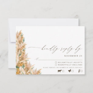 Modern Boho Pampas Grass Bröllop OSA Kort