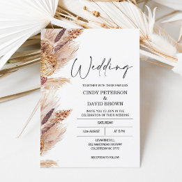 Modern Boho Pampas Grass bröllopsinbjudan Inbjudningar