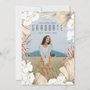 Modern Boho Pampas Grass Student Photo Universitet Meddelande