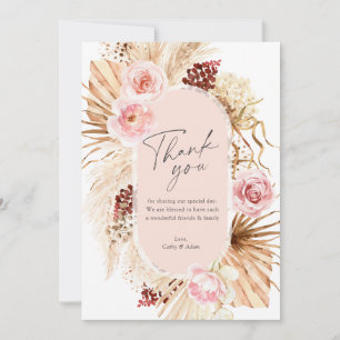 Modern Boho Pampas Grass Watercolor Blommigt Bröll Tack Kort