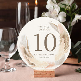 Modern Boho Pampas Grass Wedding Table Number Inbjudningar