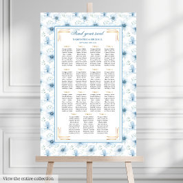 Modern Boho Pastel Blue Guld Glitter-sätesdiagram Poster