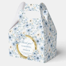 Modern Boho Pastel Blue Guld Wedor Favor Box Presentaskar