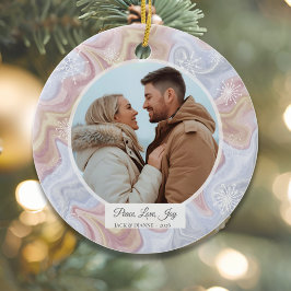 Modern Boho Personlig Rund Fotoornament Julgransprydnad Keramik