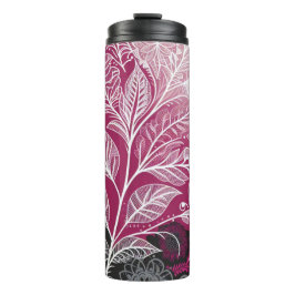 Modern Boho Pink and Black Leaf Thermal Tumbler