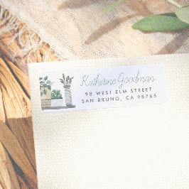 Modern Boho Plants skript Namn & Adress Returadress Etikett