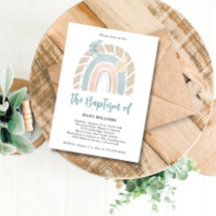 Modern Boho Rainbow Baptism-inbjudan