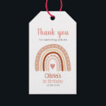 Modern Boho Rainbow Kids Birthday Party Presentetikett<br><div class="desc">Here it's a cute boho rainbow kids 1st birthday party thank you gift tag. Boho rainbow in muted earthy tone colors and has cute little pastel heart in the center of the rainbow. This cute design has modern and fun typography and all the text here is easily customizable.</div>