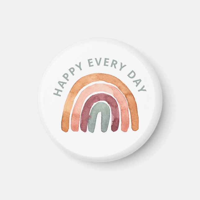 Modern Boho Rainbow -Lycklig varje dag- Magnet (Framsidan)