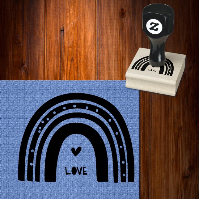 Modern Boho Rainbow med låg hjärtaccent Stämpel (Stands out beautifully even on colors.)