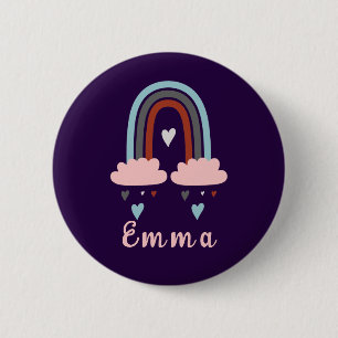 Modern Boho Rainbow med Personlig Namn Knapp