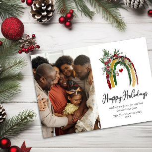 Modern Boho Rainbow Photo jul-Helgdag Card Julkort