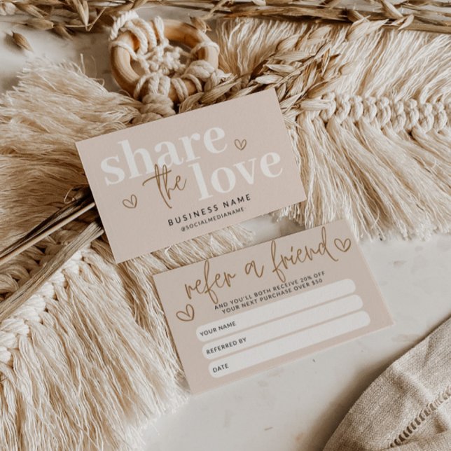 Modern Boho Refer A Friend Discount Coupon Card Rabattkort (Refer a Friend Discount Business Card)