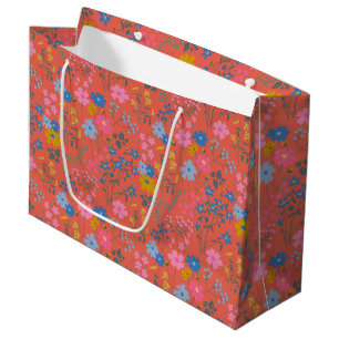 Modern Boho Röd Blommig Vildblommor