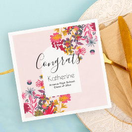 Modern Boho Rosa Blommigt Arch Student Party Pappersservett