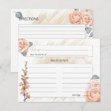 Modern Boho Rosa Blommigt Bröllop Recept Card
