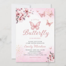 Modern Boho Rosa Blommigt Butterfly Girl Baby Show