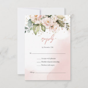 Modern Boho rosa blommigt guld ram OSA Kort