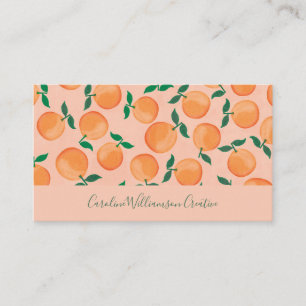 Modern Boho Rosa Citrus Oranges Fruktskrift Visitkort
