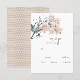 Modern Boho Rosa Elegant Blommig Bröllop RSVP-kort OSA Kort