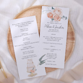 Modern Boho Rosa Elegant Blommig Bröllopsprogram Program