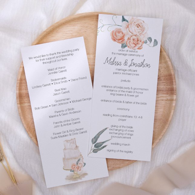 Modern Boho Rosa Elegant Blommig Bröllopsprogram Program (Skapare uppladdad)