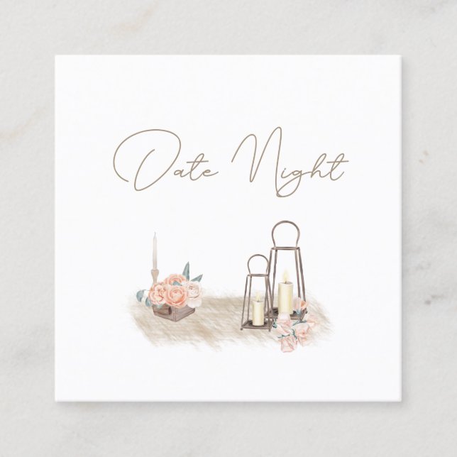 Modern Boho Rosa Elegant Blommig Dejtingsnatt Kort (Framsida)