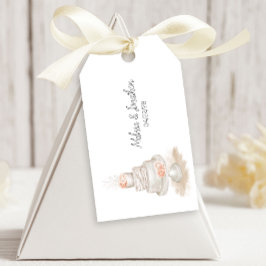 Modern Boho Rosa Elegant Blommigt Bröllop Gift Mär Presentetikett