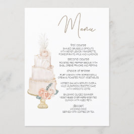Modern Boho Rosa Elegant Blommigt Bröllop Menu Meny
