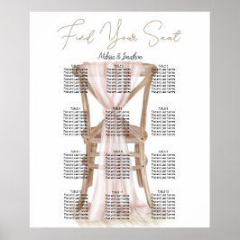 Modern Boho Rosa Elegant Bröllopsplatskarta Poster