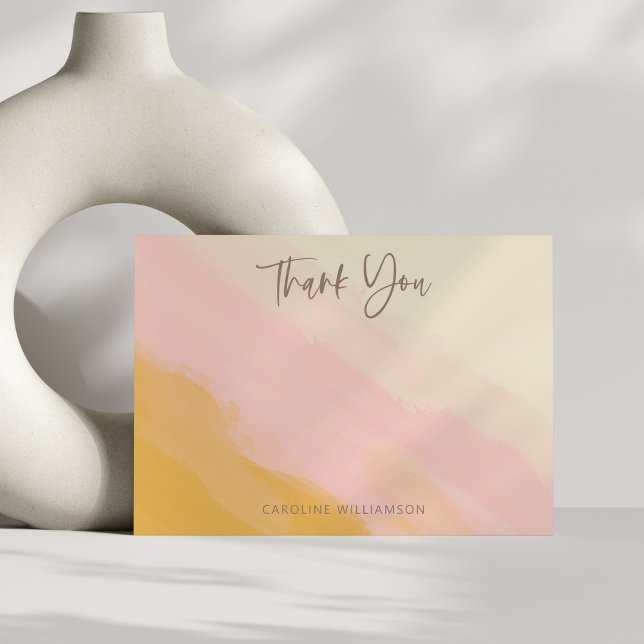 Modern Boho Rosa Gult Cute Script Möhippa Tack Kort (Skapare uppladdad)