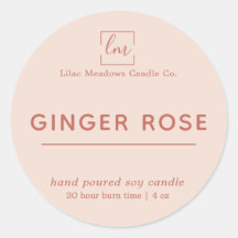 Modern Boho Rosa Logotyp Candle Round Label