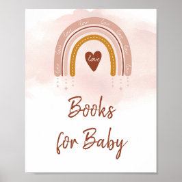 Modern Boho Rosa Rainbow Bokar för Baby-tecken Poster