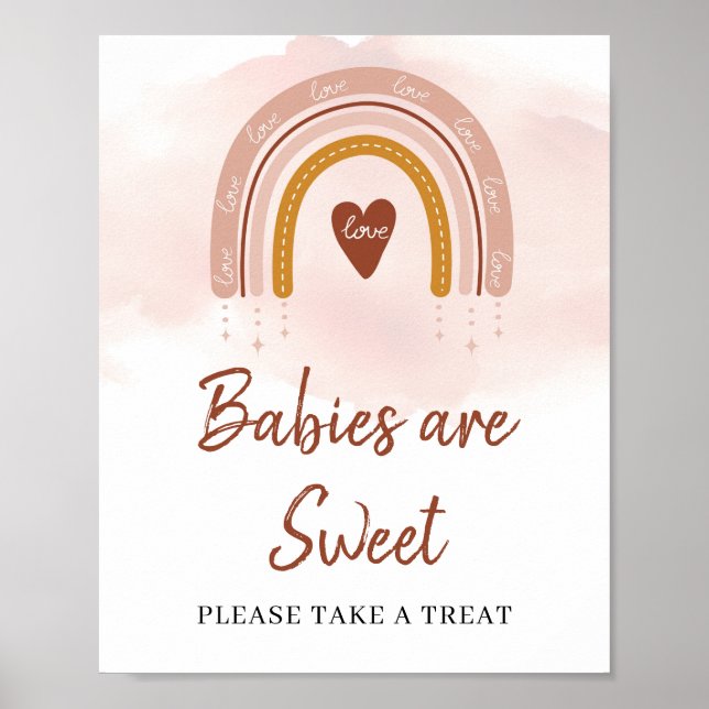 Modern Boho  Rosa Rust Rainbow Sweet Sign Poster (Framsidan)