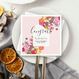 Modern Boho Rosa Vilda Blommor Båge Examen Fest Pappersservett