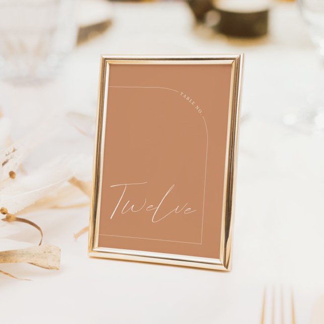 Modern Boho Rost Båg Bord Tolv Bord Nummer Inbjudningar (Modern Boho Rust Arch Table Twelve Table Number)