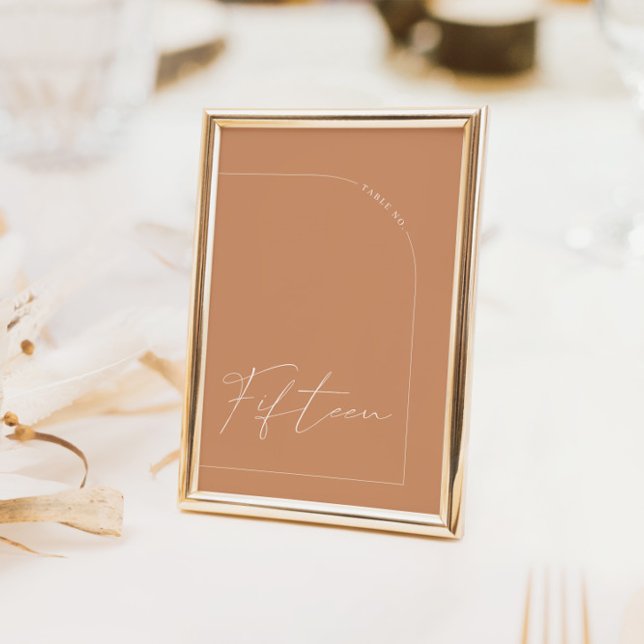Modern Boho Rust Arch Bord 15 Bordsnummer (Modern Boho Rust Arch Table Fifteen Table Number)