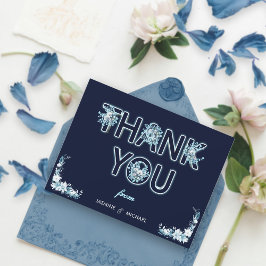 Modern Boho Rustic Navy & Light Blue Blommigt Cute Tack Kort