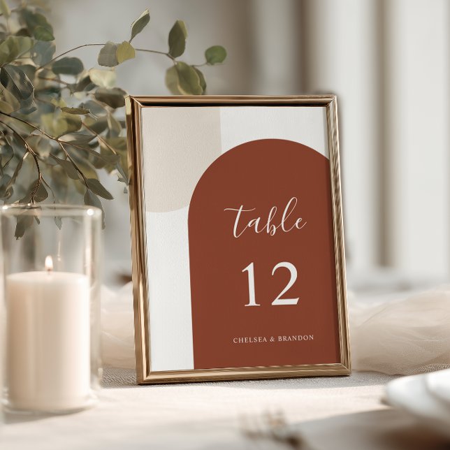 Modern Boho Rustik Terrakotta Båge Bord Nummer Bordsnummer (Skapare uppladdad)