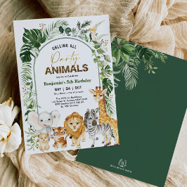 Modern Boho Safari Party Animals Boy Birthday Inbjudningar