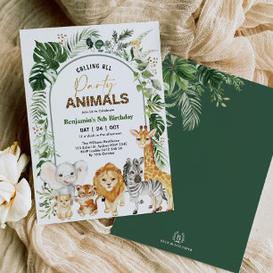 Modern Boho Safari Party Animals Boy Birthday Inbjudningar