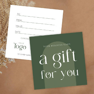 Modern Boho Sage Grönt Business Gift Certificate Fyrkantigt Visitkort