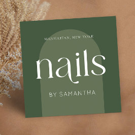 Modern Boho Sage Grönt Nail Artist Salon Maniboyan Fyrkantigt Visitkort