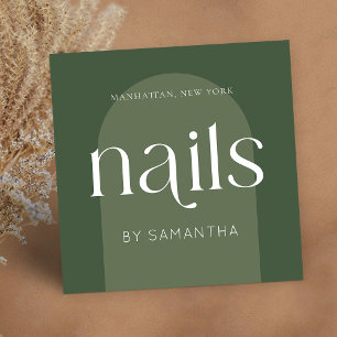 Modern Boho Sage Grönt Nail Artist Salon Maniboyan Fyrkantigt Visitkort