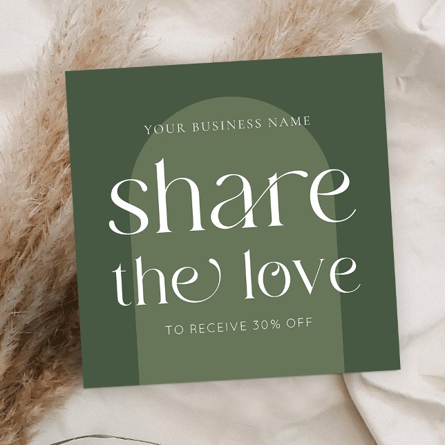 Modern Boho Sage-Grönt Se en Friend Beauty Salon Rabattkort (Trendy Refer a Friend business cards in sage green with boho arch background and modern fonts)