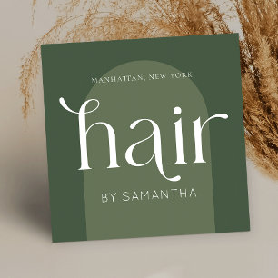 Modern Boho Sage Grönt Unik Hair Stylist Salon Fyrkantigt Visitkort