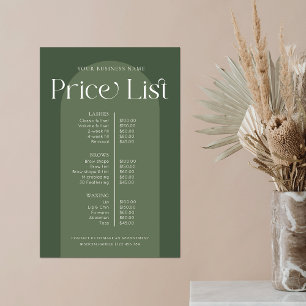 Modern Boho Sagegrön Hår Nagelsalong Prislista Poster