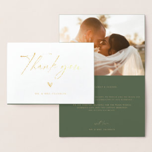Modern Boho Script Bröllop Photo Tack Foil Ca Folierat Kort