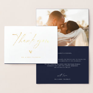 Modern Boho Script Bröllop Photo Tack Foil Ca Folierat Kort
