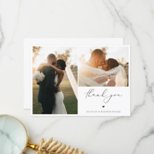 Modern Boho Script Bröllop Photo Tack Kort
